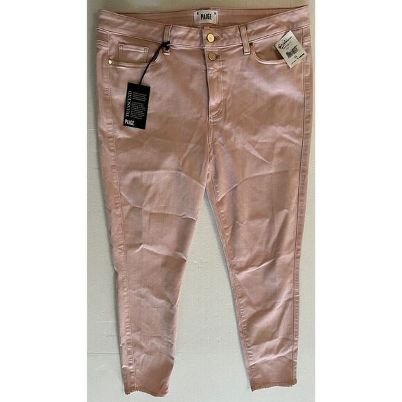 *PAIGE* PINK DENIM WOMEN SZ 33 HOXTON ANKLE STRAIGHT LEG JEANS Made In USA - Picture 1 of 14